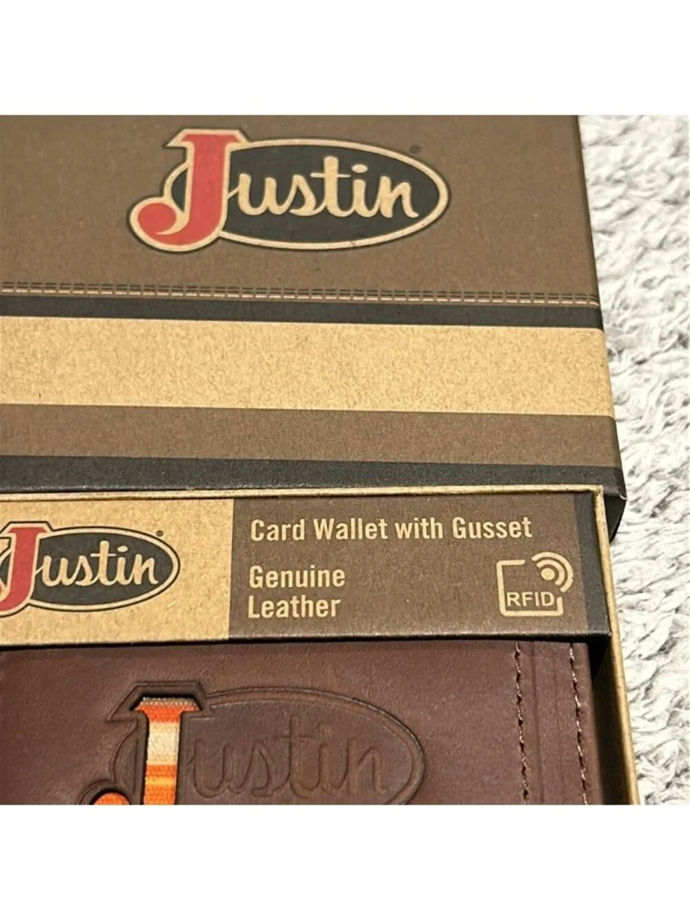 Justin Boots genuine leather CARD WALLET with Gusset men's new in box
